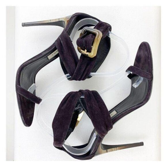 Burberry Marham Purple Suede Trench Ankle Wrap Ombré Heel Buckle Sandal 9 - Picture 9 of 13